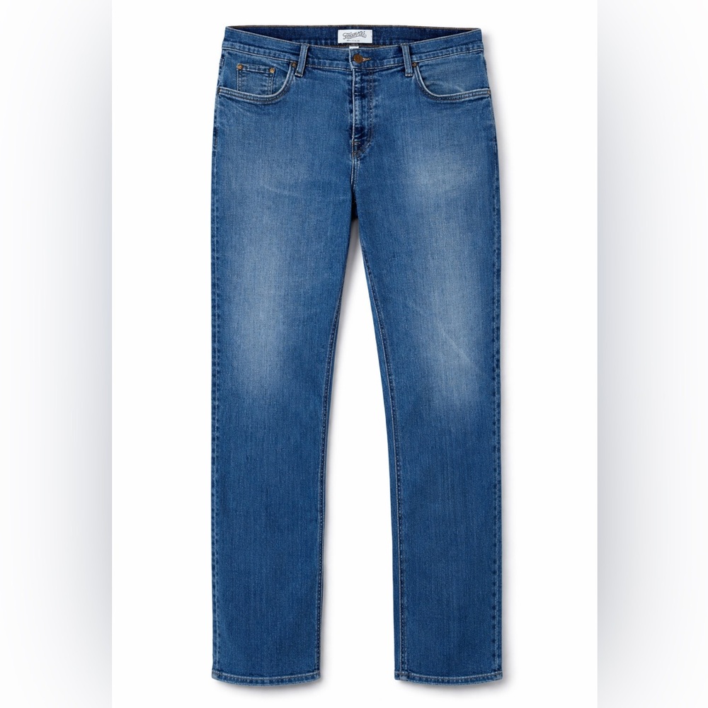 Tecovas — Mens Classic Straight Leg Cowboy Ranch Jeans – Medium Blue – 38x32